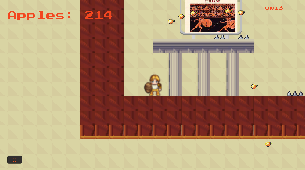 Screenshot del gioco platform 2D Iliade - Avventura di Achille con quiz integrati